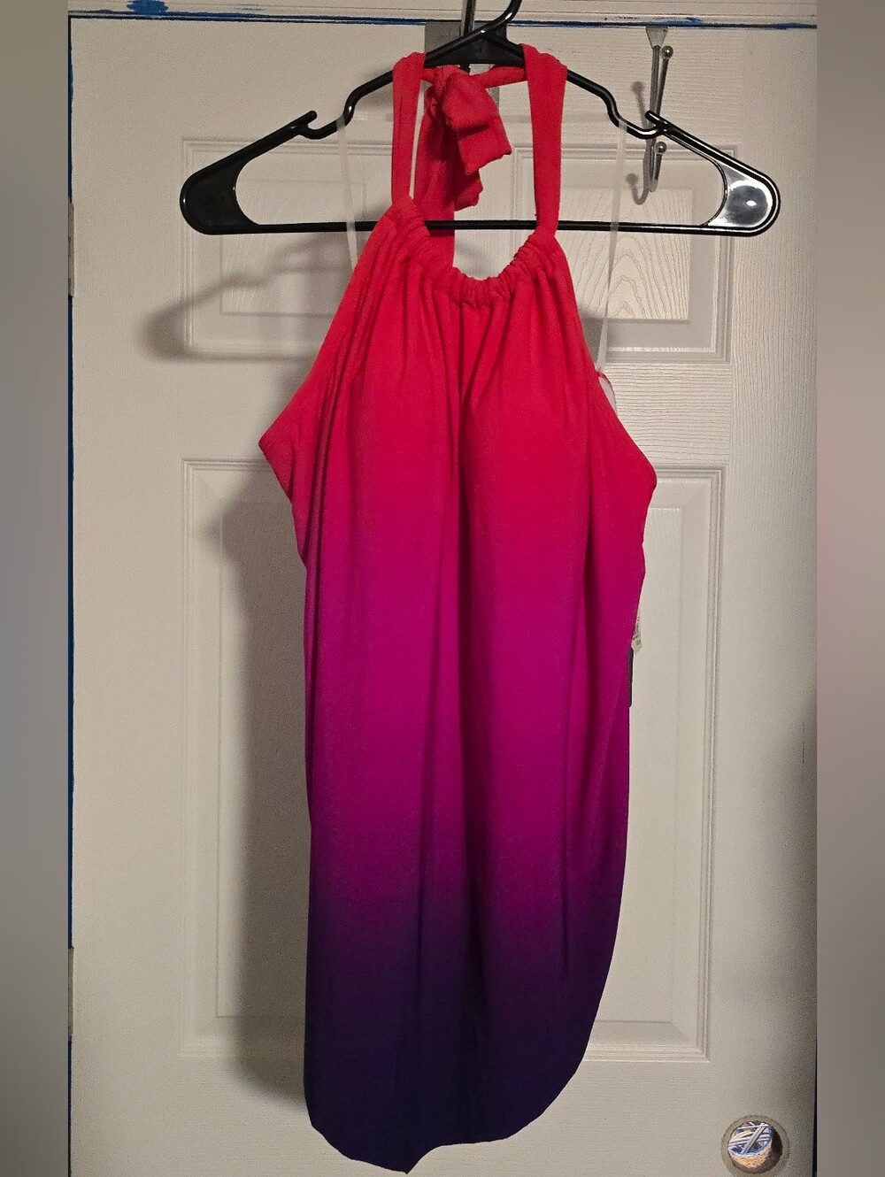 Halter Tie-Neck Ombre Tankini  - Pink to Purple